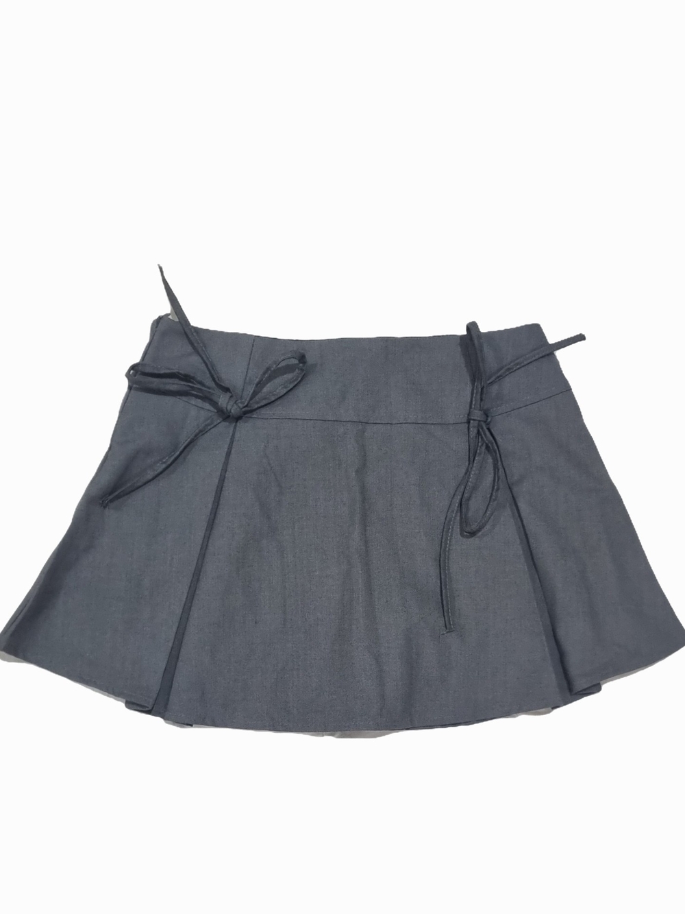 Gray Mini Skirt With Bow Ties